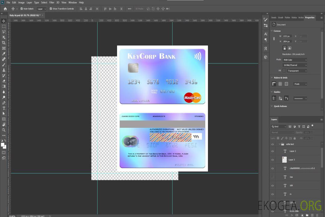 Carte Mastercard KeyCorp Bank des États-Unis template Carte Mastercard KeyCorp Bank des États-Unis template